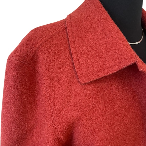 Vintage handmade rust wool felt coat button down M zip pockets - Picture 7 of 12